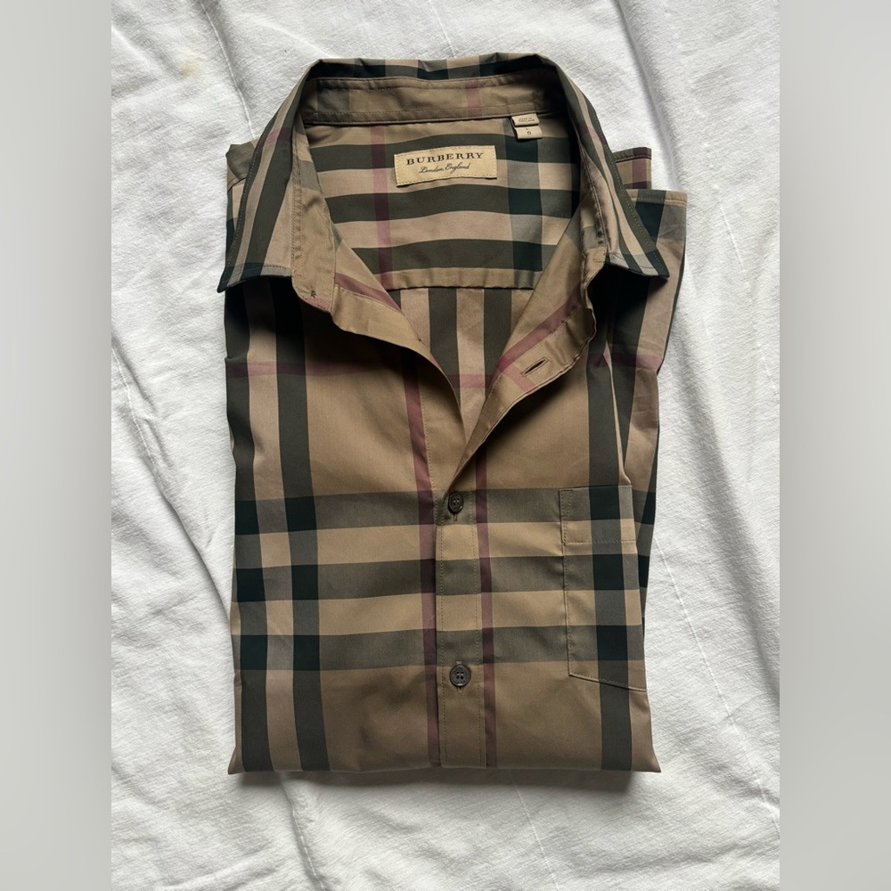 Men's Tan Plaid dress shirt - Picture 15 of 15